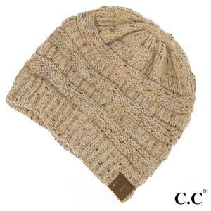 C.C Latte Ribbed Confetti Beanie